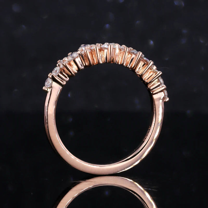 0.53ctw Diamond Cluster Wedding Band in 14K White/Rose Gold (4mm)