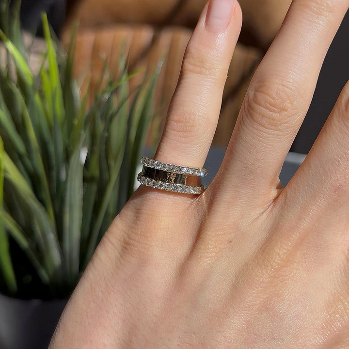 1.20ctw Diamond Double Row Band Ring in 14K White or Yellow Gold (7.8mm)