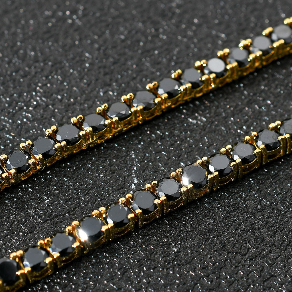 5mm Black Moissanite Tennis Chain in White/Yellow Gold plated S925 Solid Silver