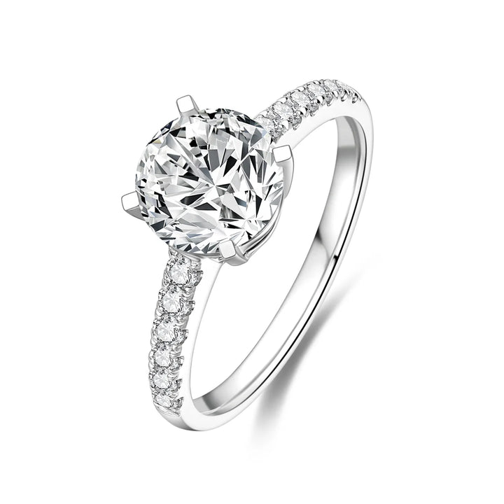 1.50ct Round Lab-Grown Diamond Solitaire Ring with Pavé Band in White Gold