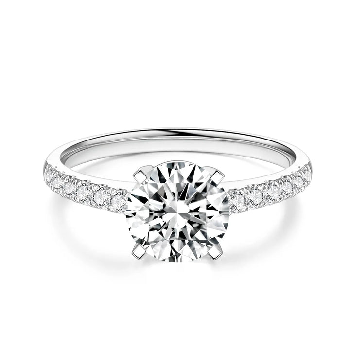 1.50ct Round Lab-Grown Diamond Solitaire Ring with Pavé Band in White Gold