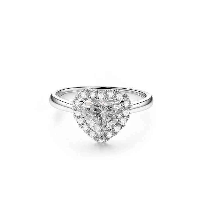 1.50ct Heart Lab-Grown Diamond Solitaire Ring with Halo in White Gold