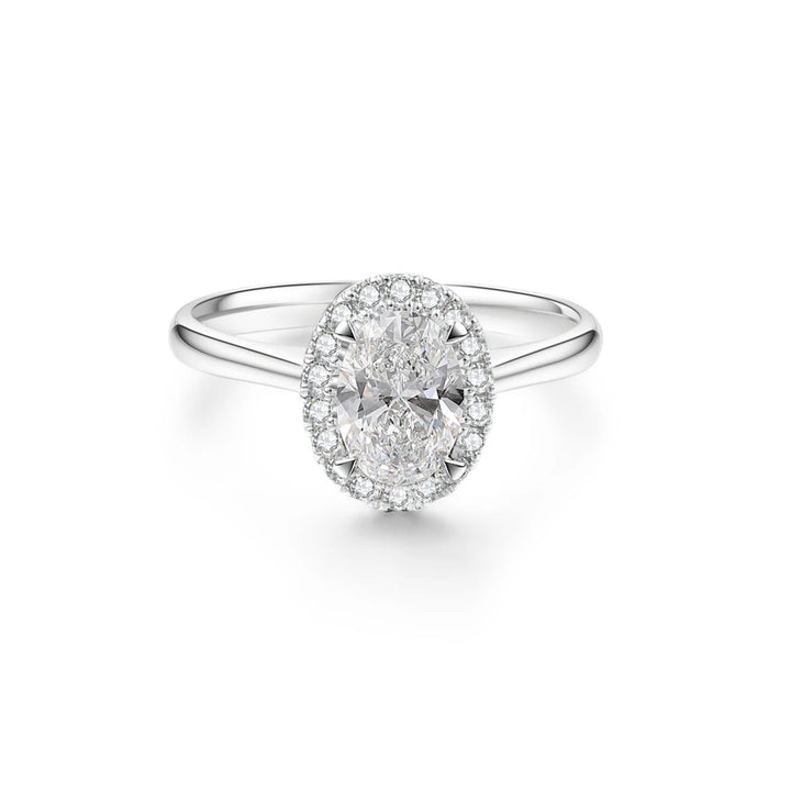 1.25ct Oval Lab-Grown Diamond Solitaire Ring with Halo in White Gold