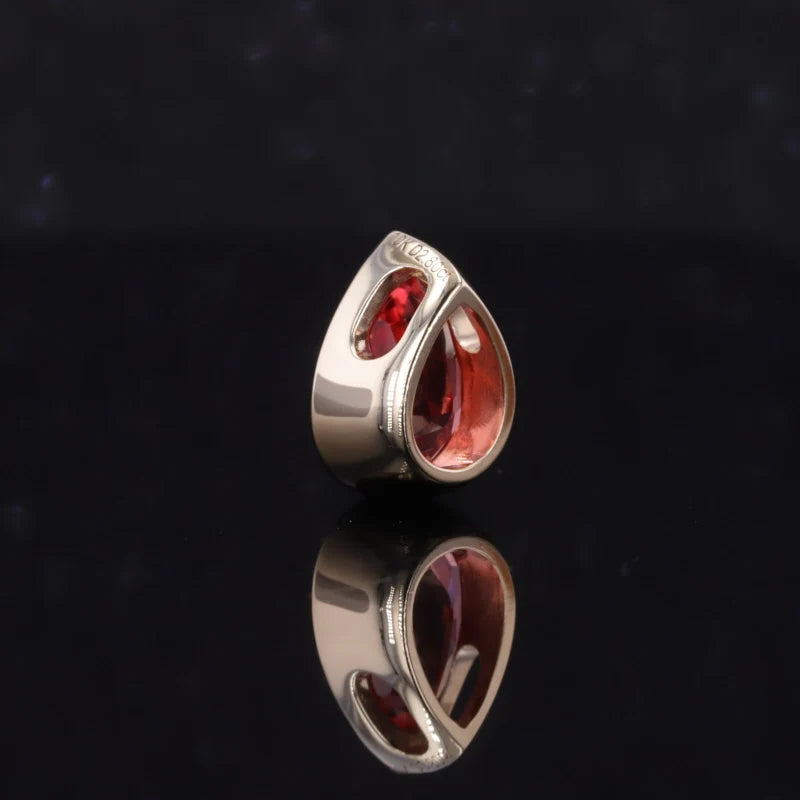 7x10mm, 2.50ct Pear Lab-Grown Padparadscha Pink Sapphire Pendant in 14K Yellow Gold