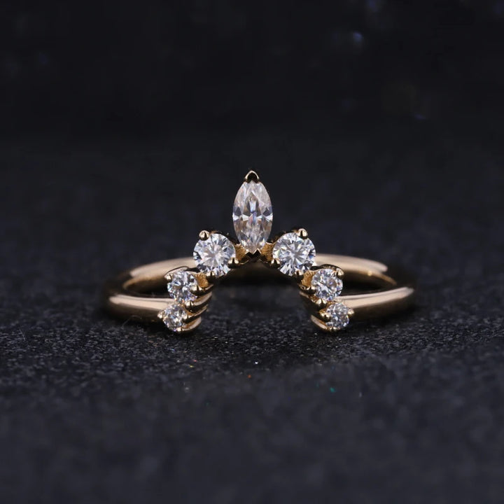 Crown Moissanite Ring in 18K Solid Yellow Gold