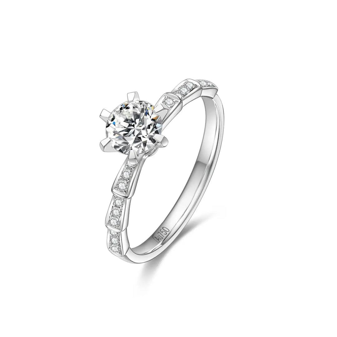 0.75ct Round Lab-Grown Diamond Solitaire Ring with Serpent Pavé Band in White Gold