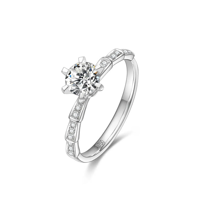 0.75ct Round Lab-Grown Diamond Solitaire Ring with Serpent Pavé Band in White Gold