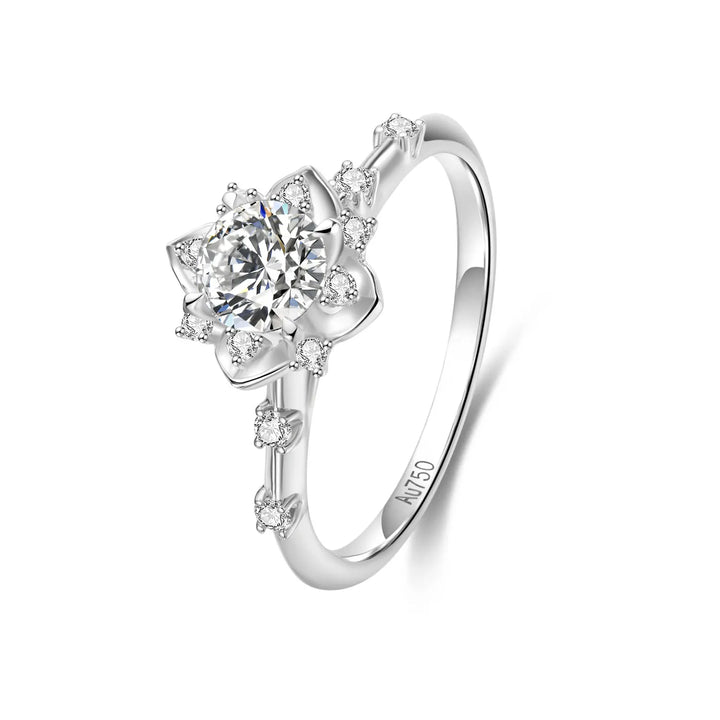 0.75ct Round Lab-Grown Diamond Solitaire Ring with Flower Basket in White Gold