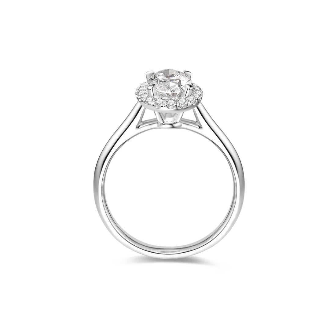 1.25ct Oval Lab-Grown Diamond Solitaire Ring with Halo in White Gold