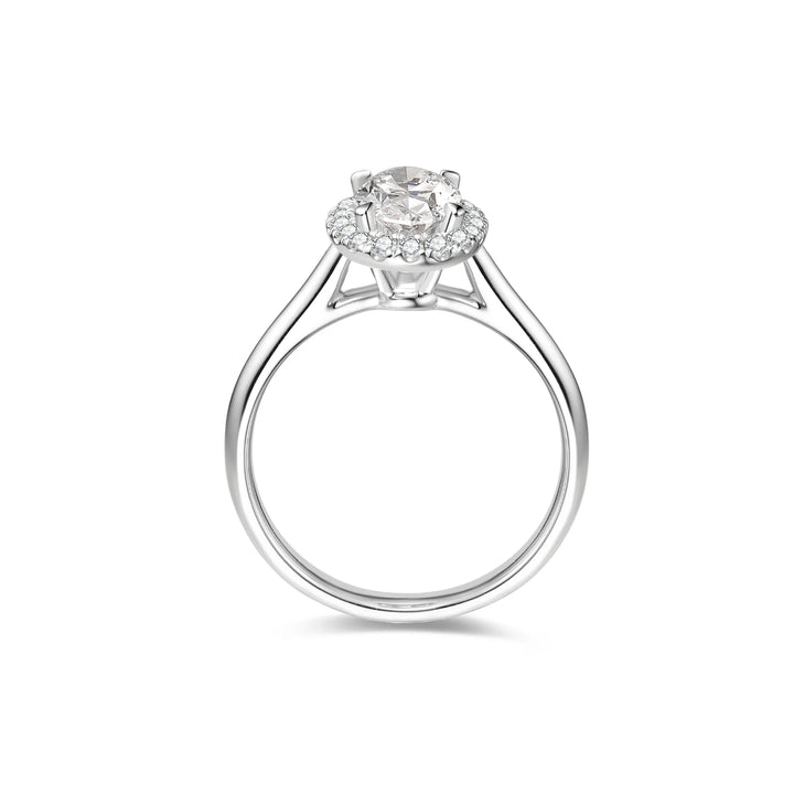 1.25ct Oval Lab-Grown Diamond Solitaire Ring with Halo in White Gold