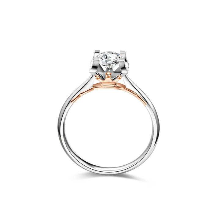 0.75ct Round Lab-Grown Diamond Solitaire Two-Tone Ring with Rose Gold Crown Bridge in White Gold
