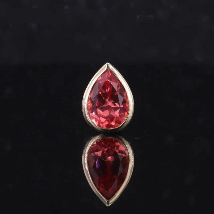 7x10mm, 2.50ct Pear Lab-Grown Padparadscha Pink Sapphire Pendant in 14K Yellow Gold