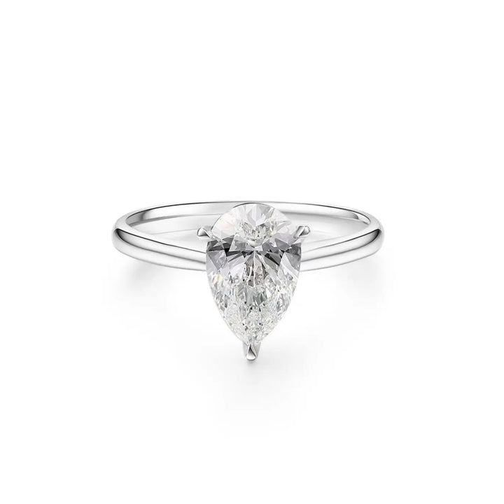 2.00ct Pear Lab-Grown Diamond Solitaire Ring with Basket Prongs in White Gold