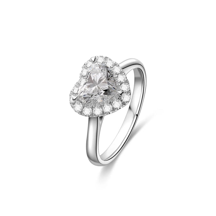 1.50ct Heart Lab-Grown Diamond Solitaire Ring with Halo in White Gold