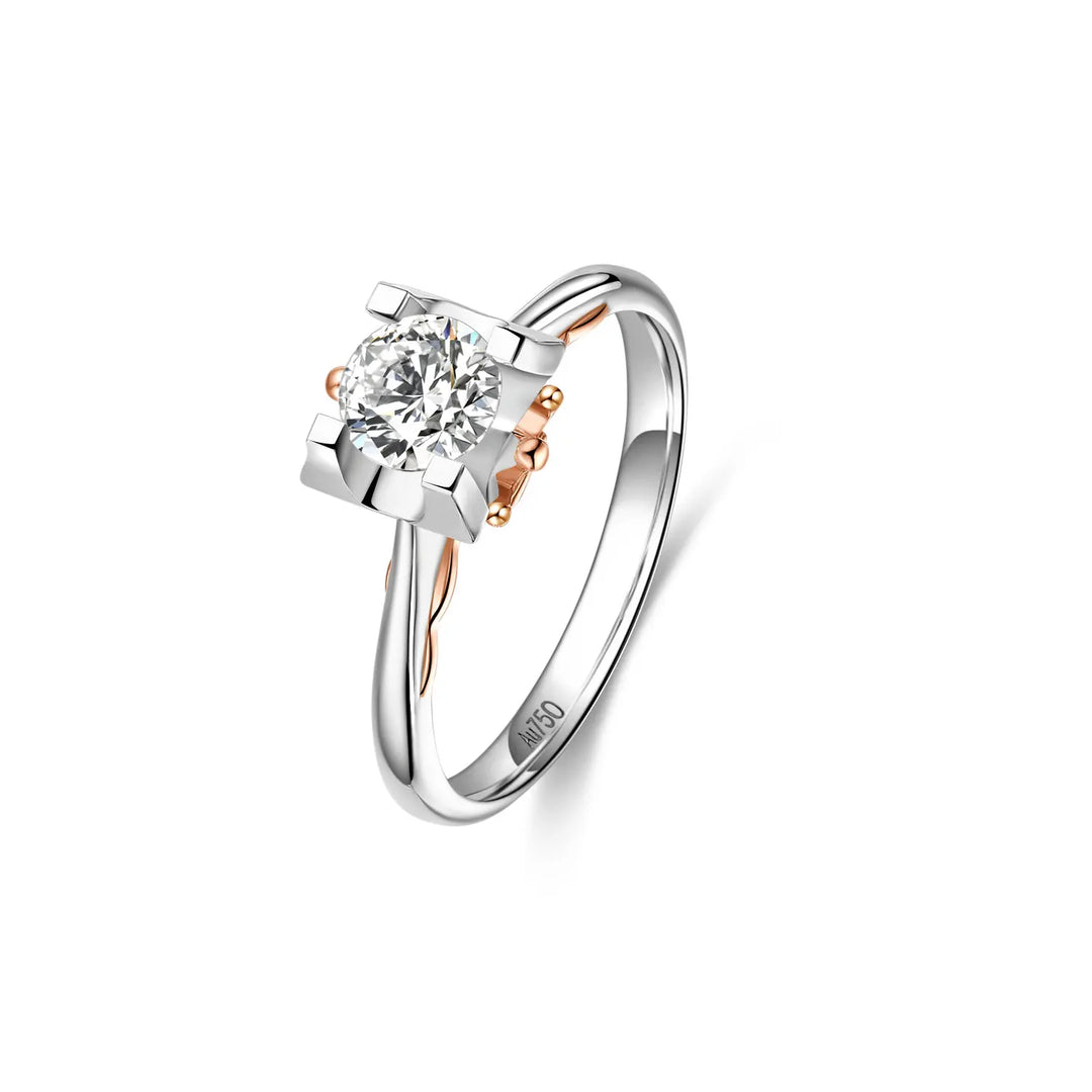 0.75ct Round Lab-Grown Diamond Solitaire Two-Tone Ring with Rose Gold Crown Bridge in White Gold