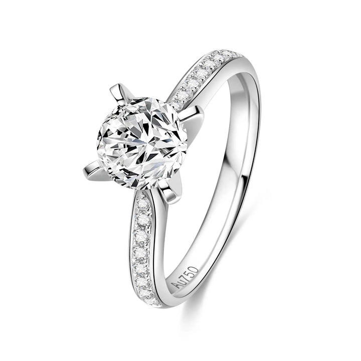 1.00ct Round Lab-Grown Diamond Solitaire Ring with Micropavé Band and in White Gold