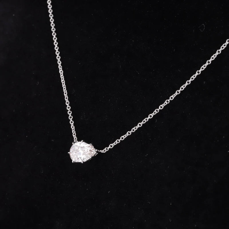 1CT Pear Cut Lab Grown Diamond Pendant Necklace in 14k White/Yellow Gold