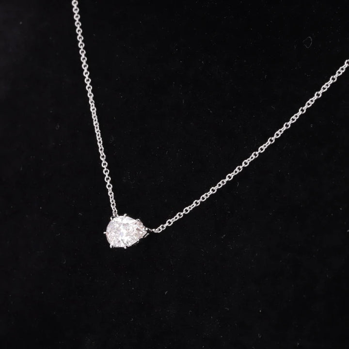 1CT Pear Cut Lab Grown Diamond Pendant Necklace in 14k White/Yellow Gold
