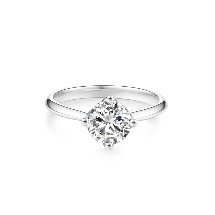 1.00ct Round Lab-Grown Diamond Solitaire Ring with Raised Crown "Love" Setting in White Gold