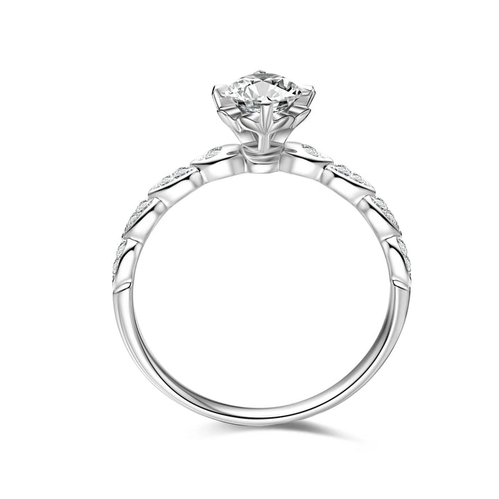 0.50ct Round Lab-Grown Diamond Solitaire Ring with Teardrop Band in White Gold