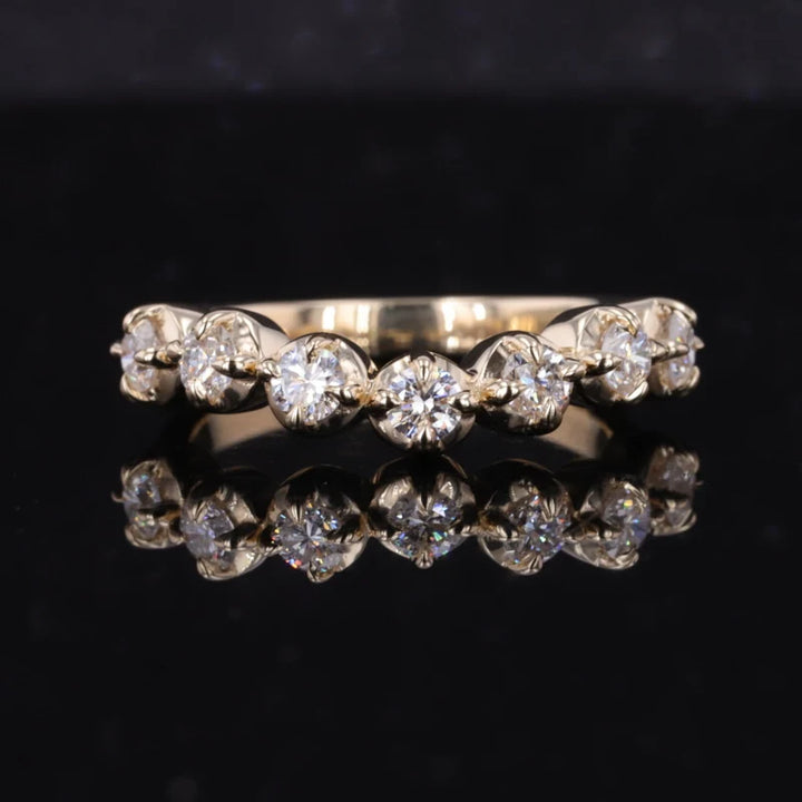 1.5ct Oval Diamond Vintage Ring with Matching 6-Stone Stacking Ring in 10K Solid Yellow Gold