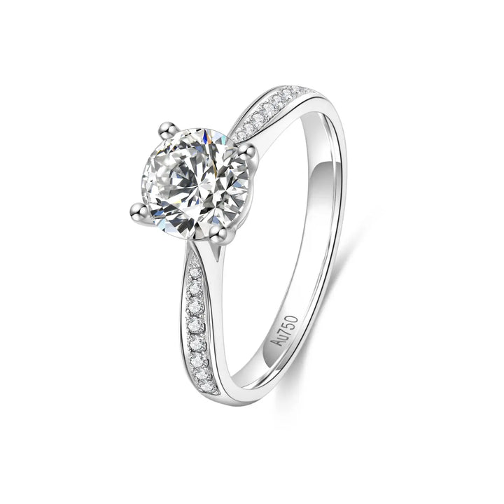 1.00ct Round Lab-Grown Diamond Solitaire Ring with Micropavé Band in White Gold