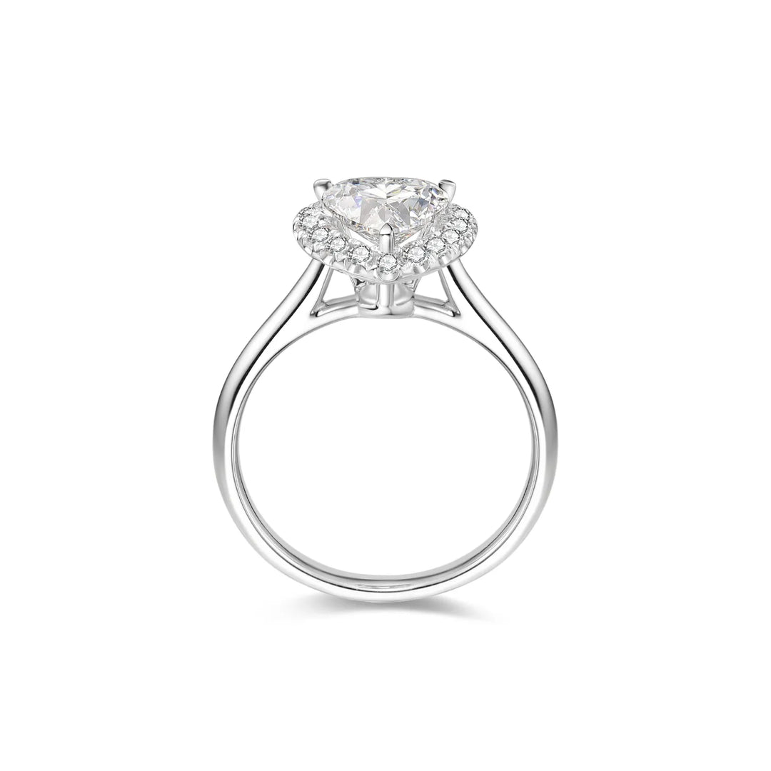 1.50ct Heart Lab-Grown Diamond Solitaire Ring with Halo in White Gold