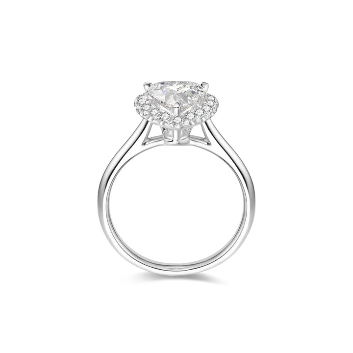 1.50ct Heart Lab-Grown Diamond Solitaire Ring with Halo in White Gold