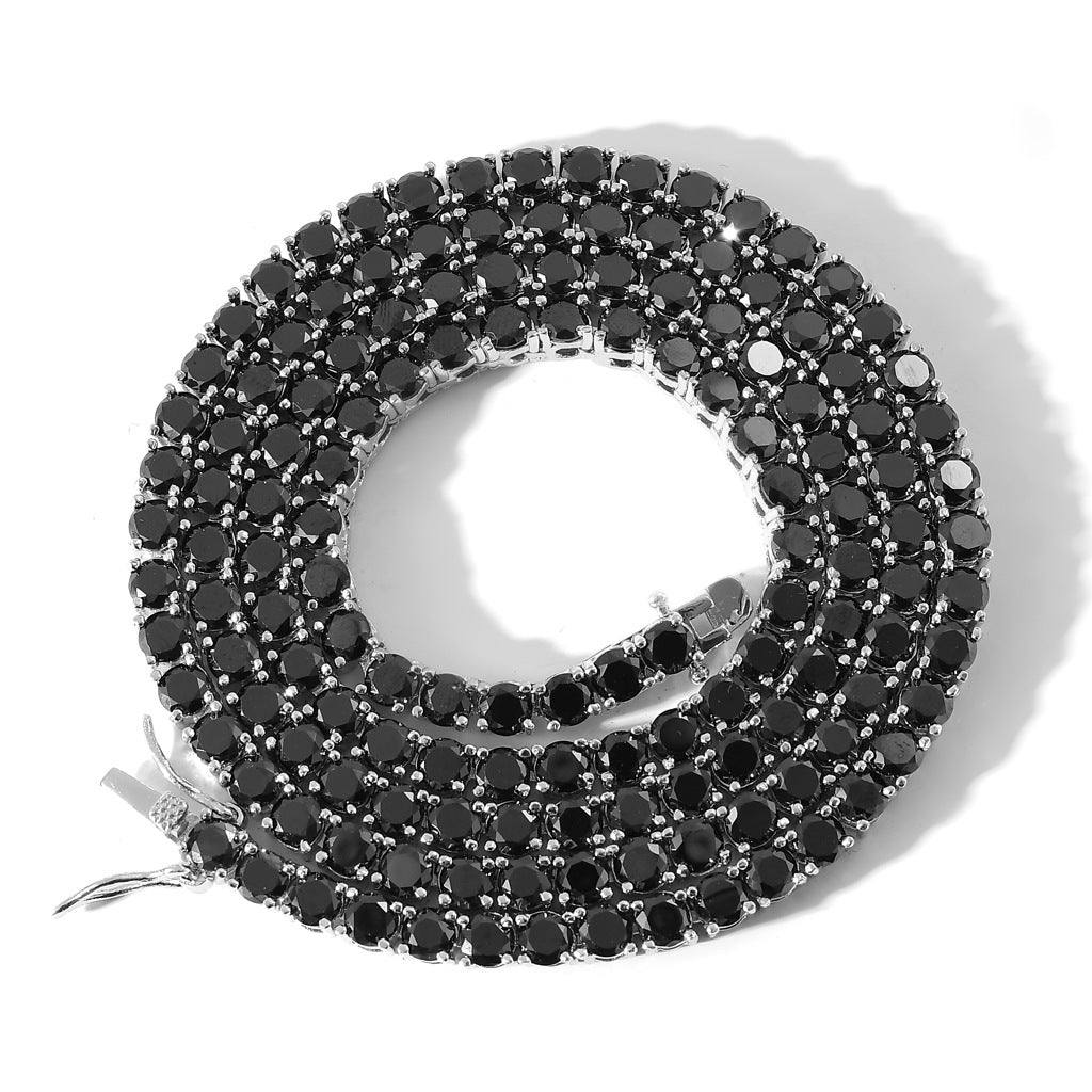 5mm Black Moissanite Tennis Chain in White/Yellow Gold plated S925 Solid Silver