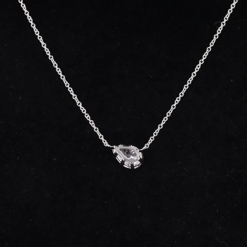 1CT Pear Cut Lab Grown Diamond Pendant Necklace in 14k White/Yellow Gold