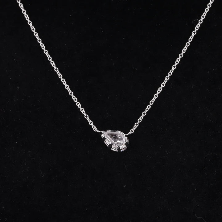 1CT Pear Cut Lab Grown Diamond Pendant Necklace in 14k White/Yellow Gold