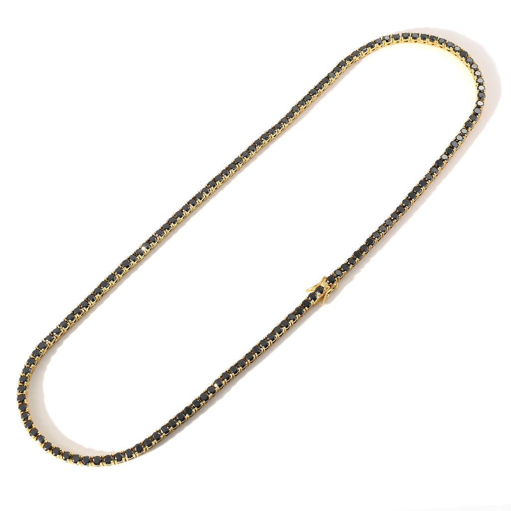 5mm Black Moissanite Tennis Chain in White/Yellow Gold plated S925 Solid Silver