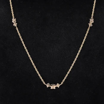 Triple Moissanite Pendant Necklace in 14K Solid Yellow Gold