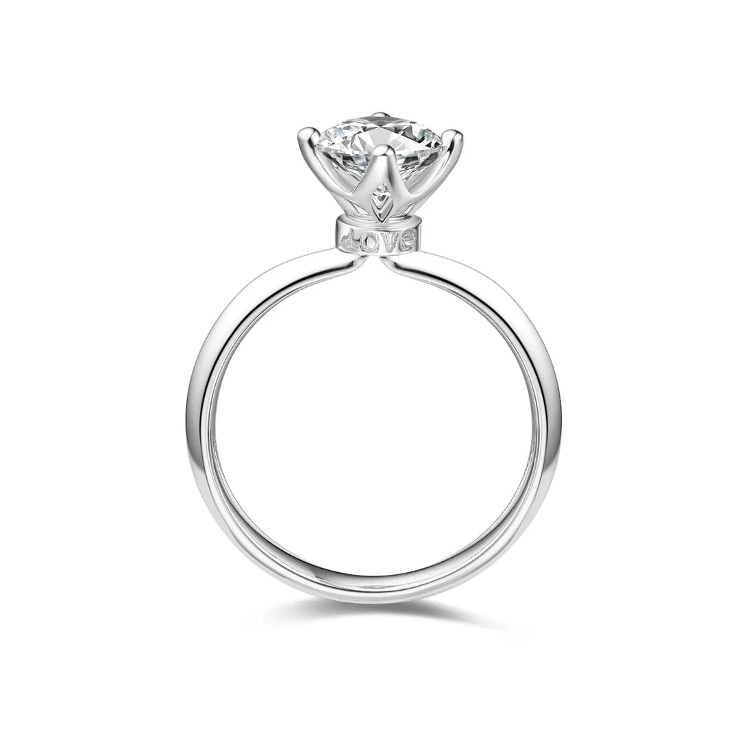1.00ct Round Lab-Grown Diamond Solitaire Ring with Raised Crown "Love" Setting in White Gold