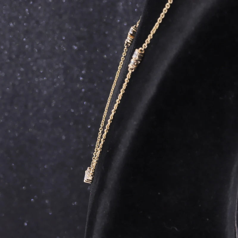 Triple Moissanite Pendant Necklace in 14K Solid Yellow Gold