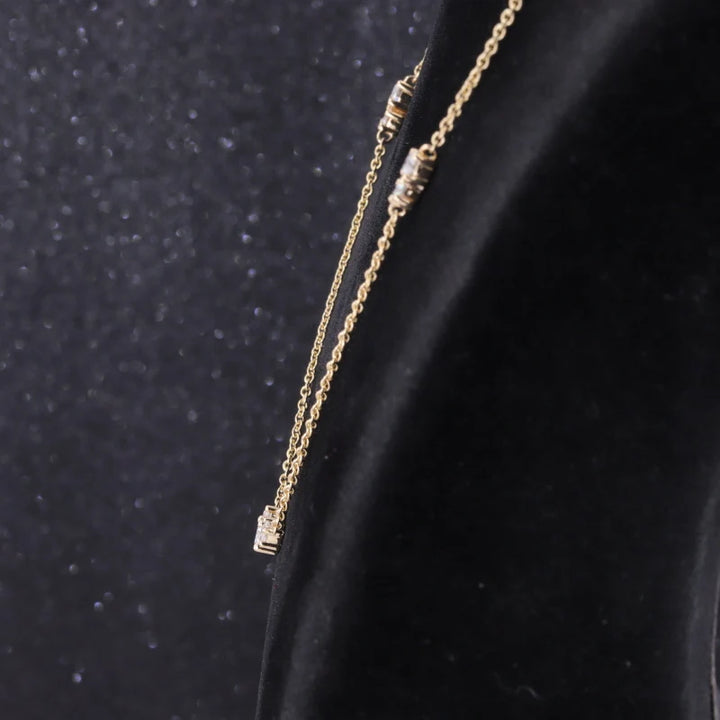 Triple Moissanite Pendant Necklace in 14K Solid Yellow Gold