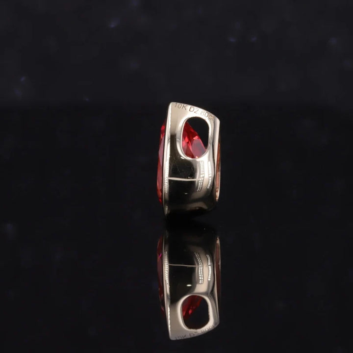 7x10mm, 2.50ct Pear Lab-Grown Padparadscha Pink Sapphire Pendant in 14K Yellow Gold