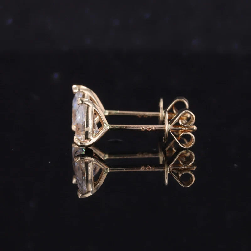 4*6mm Pear Cut Moissanite Earrings in 14K Solid Yellow Gold