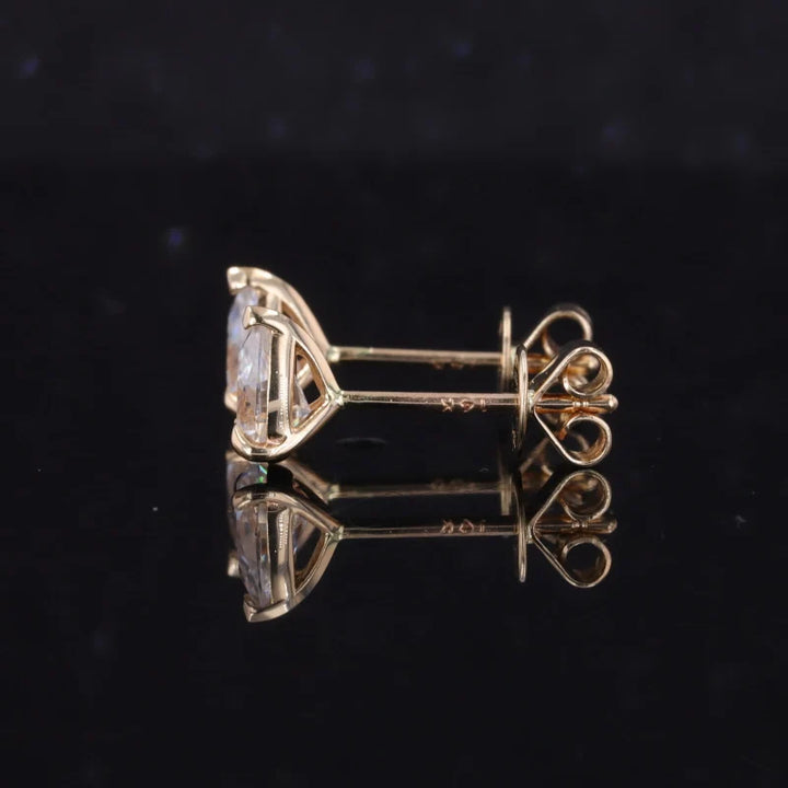 4*6mm Pear Cut Moissanite Earrings in 14K Solid Yellow Gold