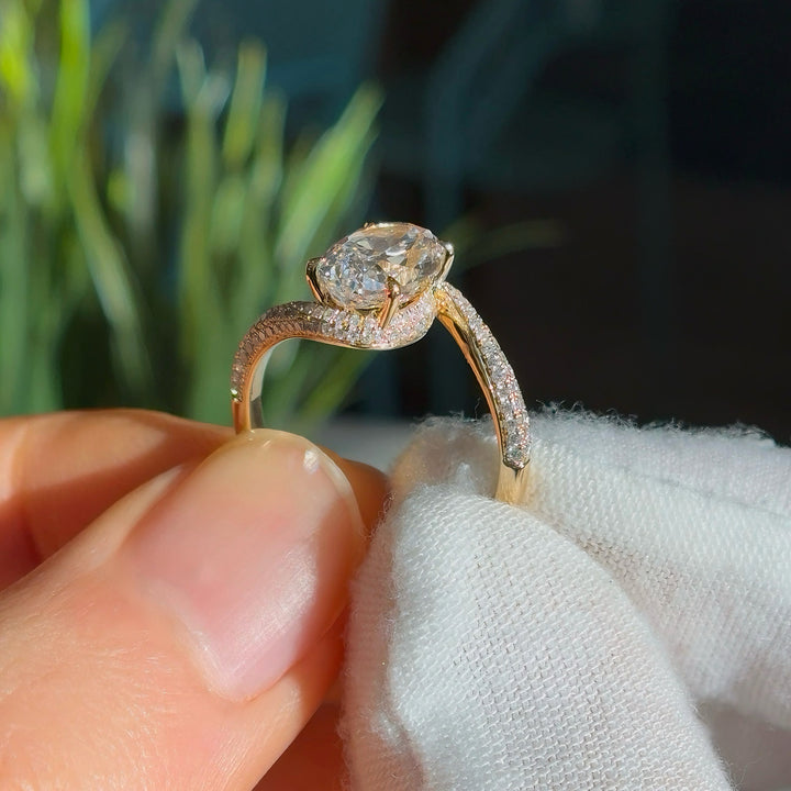 2.50ct Oval Lab-Grown Diamond Solitaire Ring, "The Halo Curve"