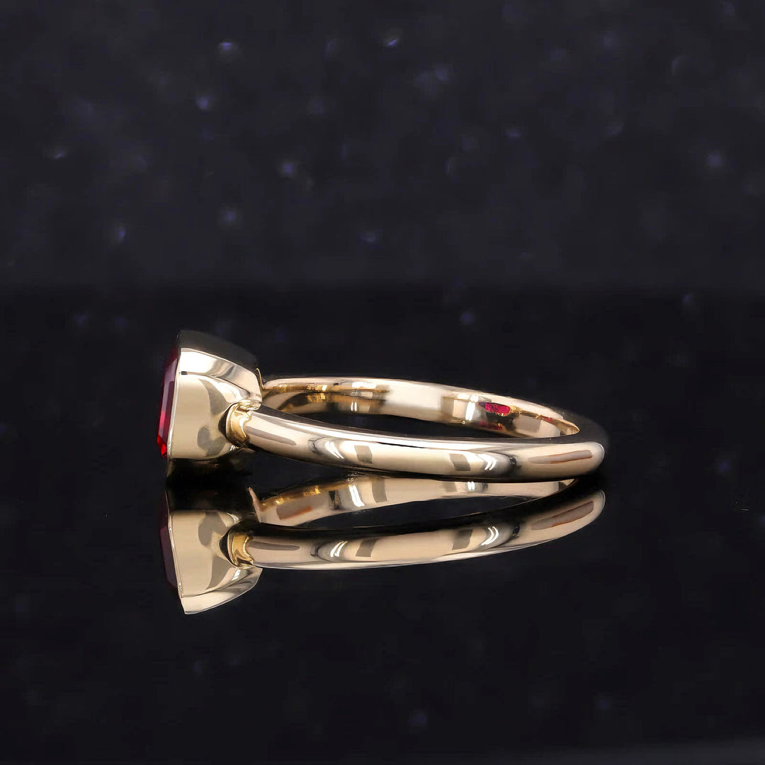 2.00ct Emerald-Cut Ruby Bezel-Set Ring in 14K Yellow Gold