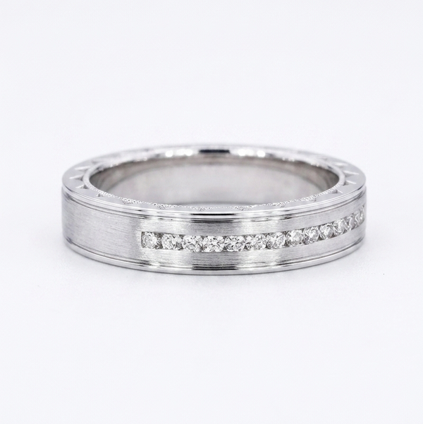 Brushed Diamond Accent Band Ring (3.5mm)