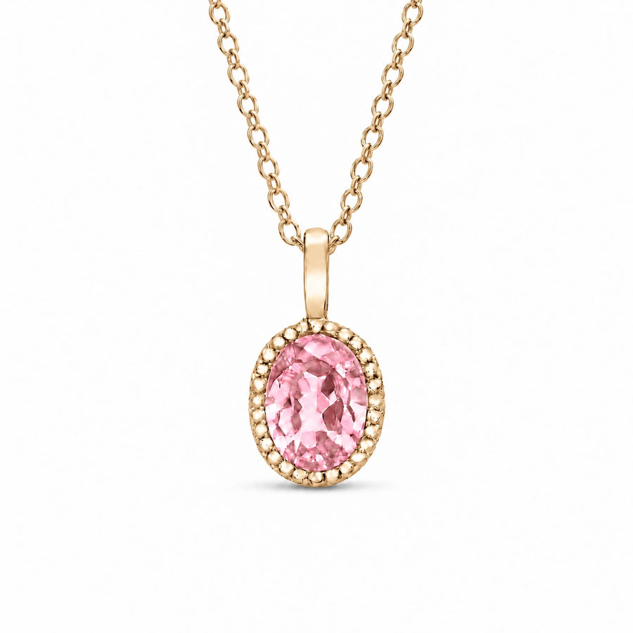Oval Bezel Lab Pink Sapphire Pendant — 1.00ct