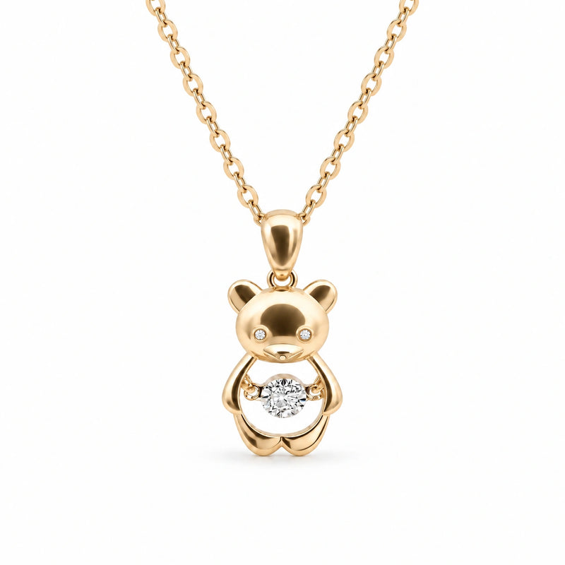 Bear Pendant with Dancing Lab Diamond