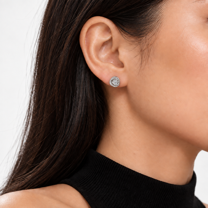 Gold-Framed Round Lab Diamond Stud Earrings — 0.65ctw