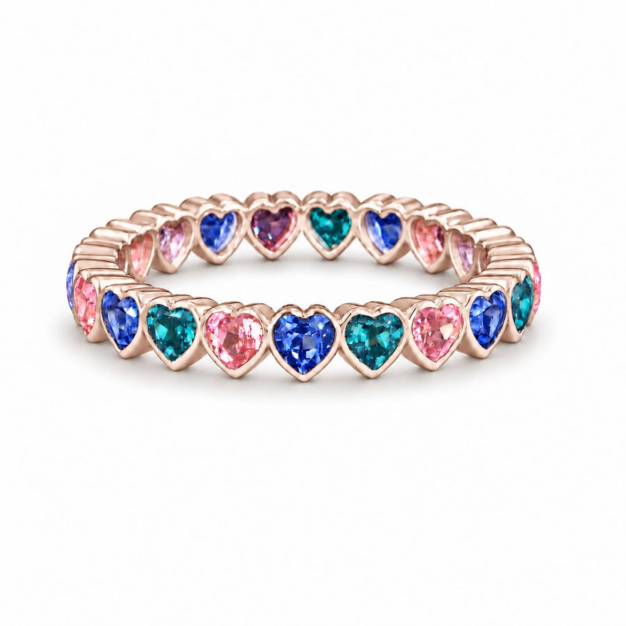 Heart Sapphire & Alexandrite Eternity Band (3.3mm, 3.50ctw)