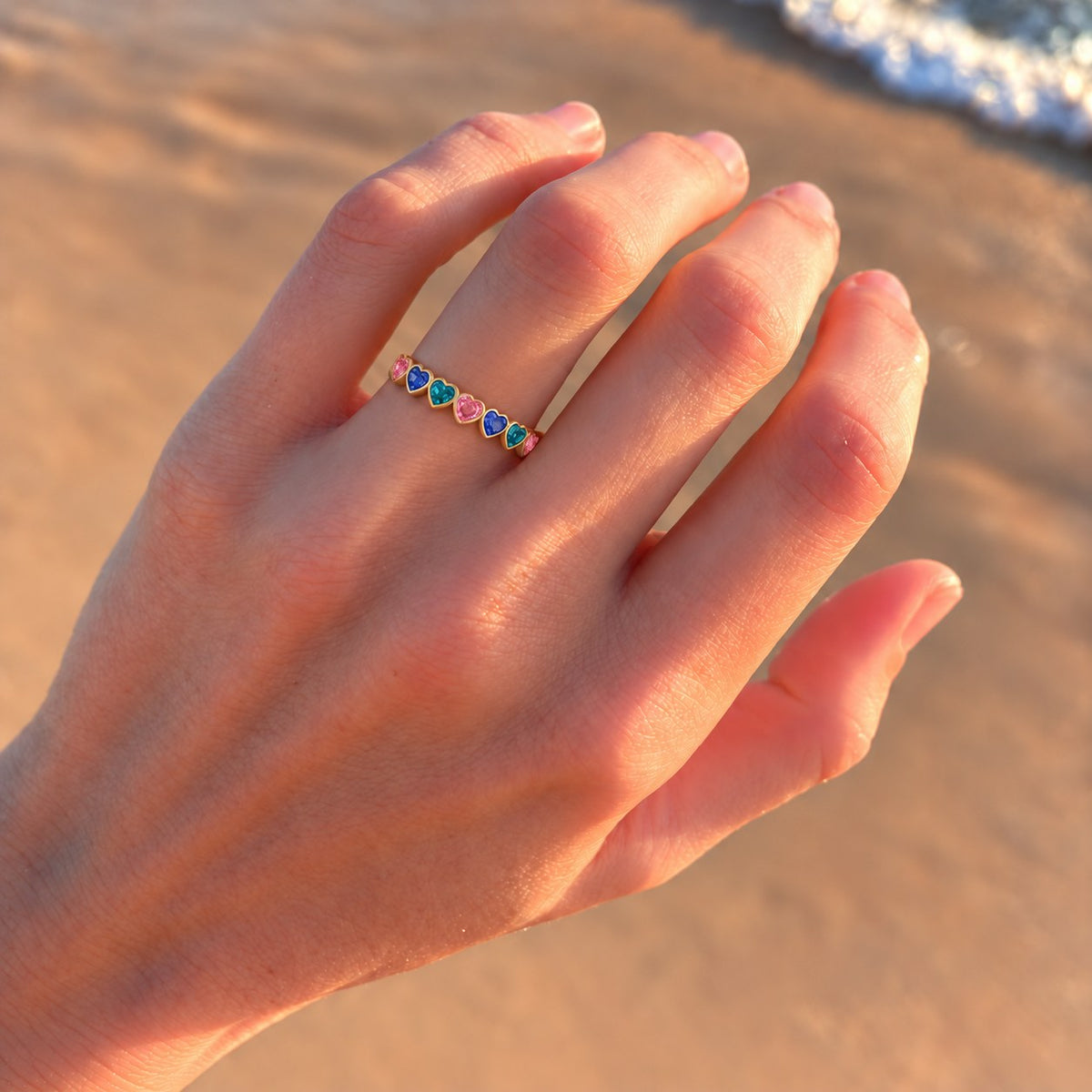 Heart Sapphire & Alexandrite Eternity Band (3.3mm, 3.50ctw)