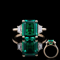 The Meridian — Emerald Three-Stone Ring