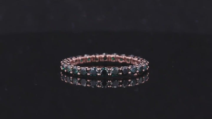 2.5mm Round Cut Green Moissanite Full Eternity Ring in 10K Solid Rose Gold