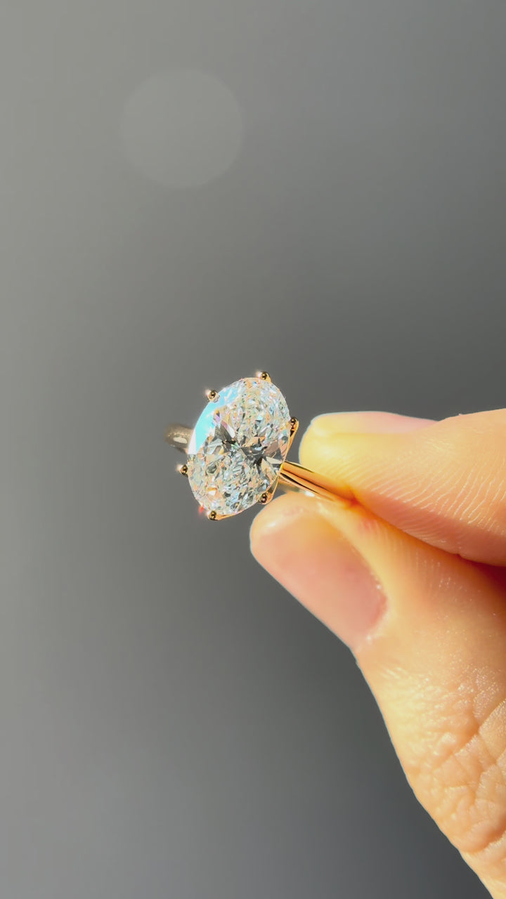 3.00ct Oval Lab-Grown Diamond Solitaire Ring, "The Lotus Lace"